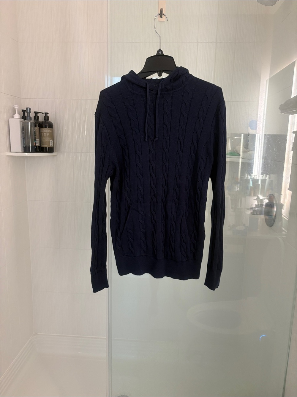Brooks Brothers Navy Cable-Knit Crewneck Hoodie